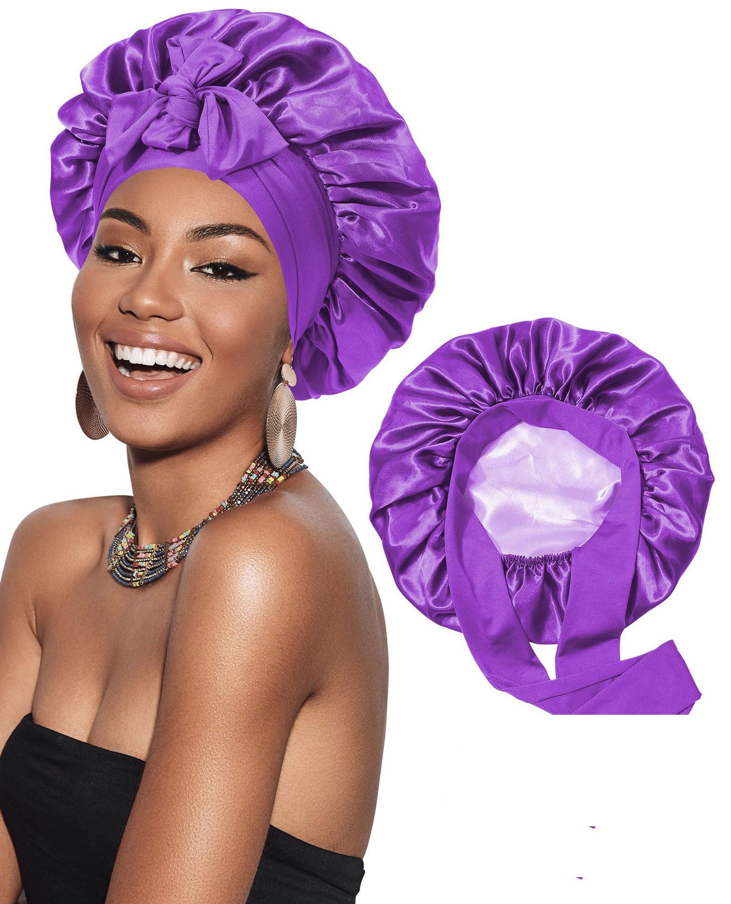 Elegant Satin Ribbon Round Beauty Hair Cap - All-Season Care for Your Hair