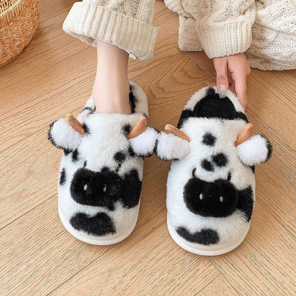 Cute Cartoon Cow Plush Slippers ™ | Warm &amp; Fuzzy Winter Comfort for Couples