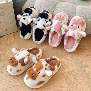 Cute Cartoon Cow Plush Slippers ™ | Warm & Fuzzy Winter Comfort for Couples