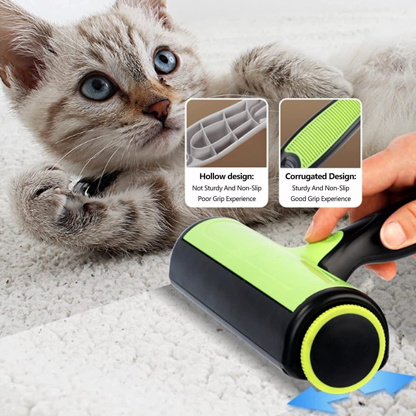 "Effortless Fur Removal: Green Pet Hair Brush for Cats & Dogs - Perfect for All Surfaces!"