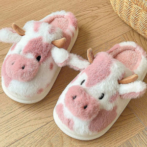 Cute Cartoon Cow Plush Slippers ™ | Warm & Fuzzy Winter Comfort for Couples