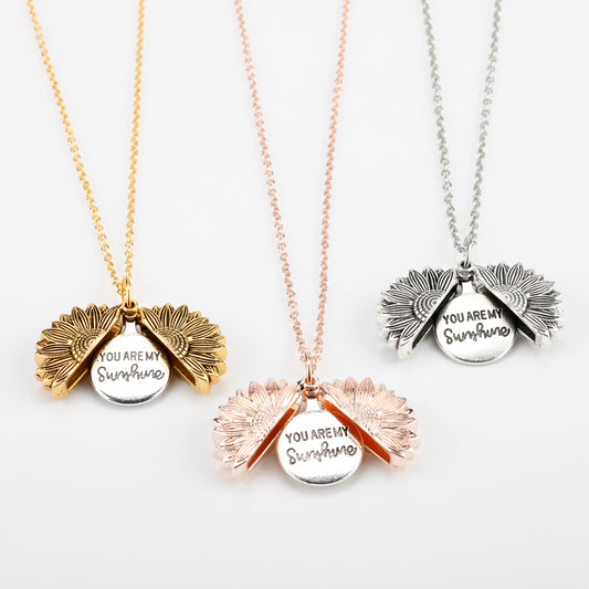 Sunflower Double Lettering Necklace Gift For Women And Teens