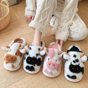 Cute Cartoon Cow Plush Slippers ™ | Warm & Fuzzy Winter Comfort for Couples