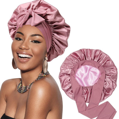 Mikesuper-store Elegant Satin Ribbon Round Beauty Hair Cap - All-Season Care for Your Hair Hair care all seasons beauty Breathable hair care protected stylish versatile free