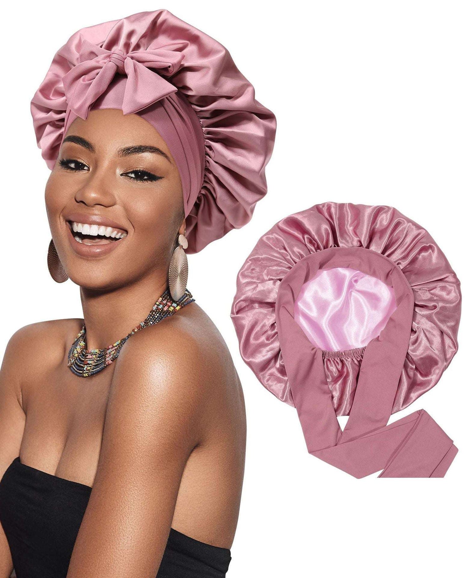 Mikesuper-store Elegant Satin Ribbon Round Beauty Hair Cap - All-Season Care for Your Hair Hair care all seasons beauty Breathable hair care protected stylish versatile free