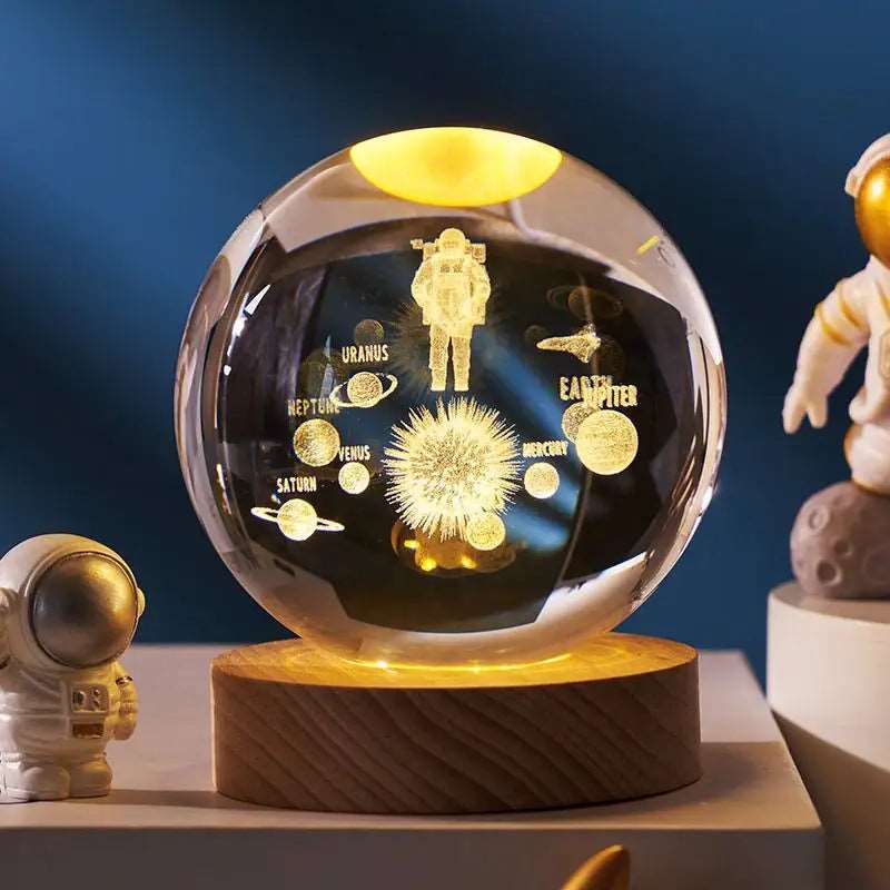 ✨ Starry Sky Crystal Ball ™ - Solid Wood Lamp Holder / Astronaut 6CM - night lamp