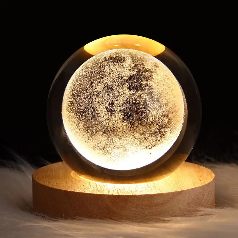 ✨ Starry Sky Crystal Ball ™ - Solid Wood Lamp Holder / Moon 6CM - night lamp