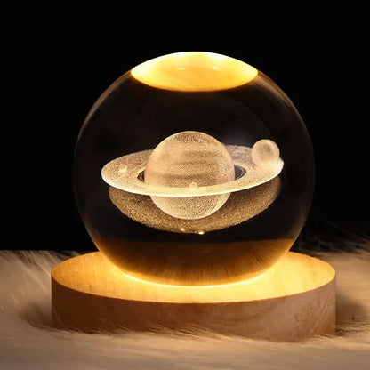 ✨ Starry Sky Crystal Ball ™ - Solid Wood Lamp Holder / Saturn 6cm - night lamp