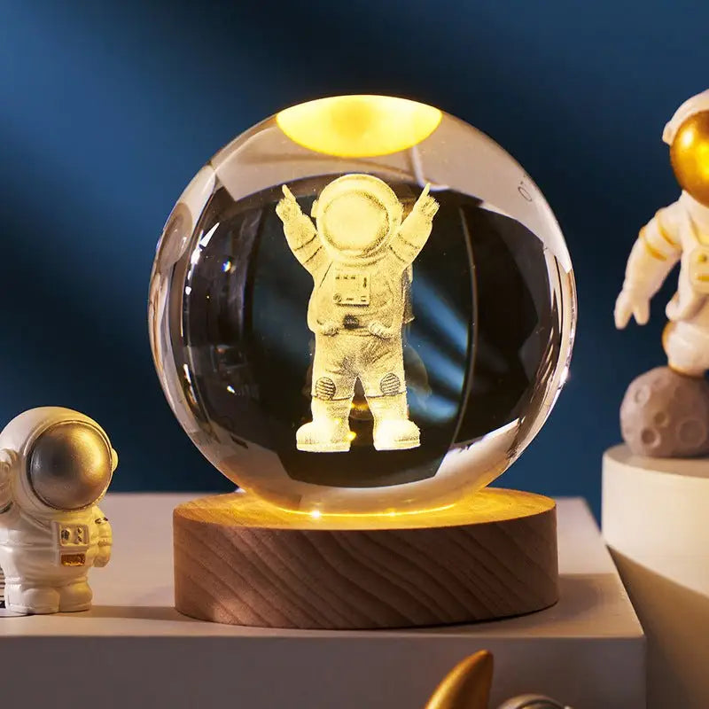 ✨ Starry Sky Crystal Ball ™ - Solid Wood Lamp Holder / Single Astronaut 6CM - night lamp