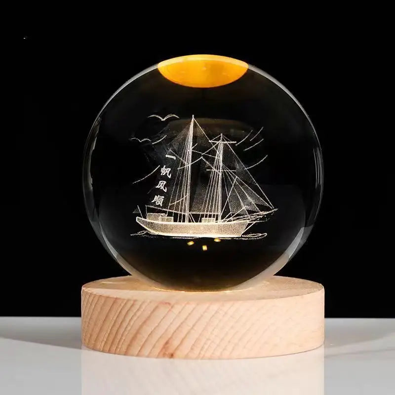 ✨ Starry Sky Crystal Ball ™ - Solid Wood Lamp Holder / Smooth sailing 6CM - night lamp