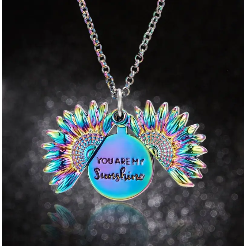 🌻 Sunflower Double Lettering Necklace ™ - Colorful - women accessories