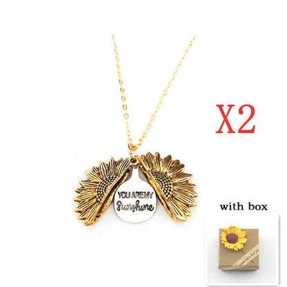 🌻 Sunflower Double Lettering Necklace ™ - Gold with box 2PCS - women accessories