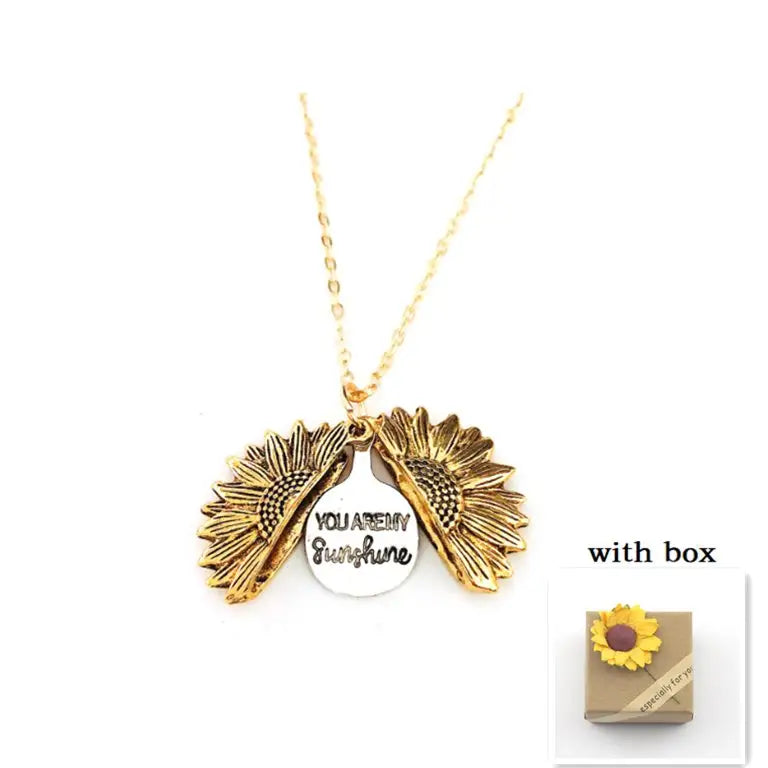 🌻 Sunflower Double Lettering Necklace ™ - Gold with box - women accessories