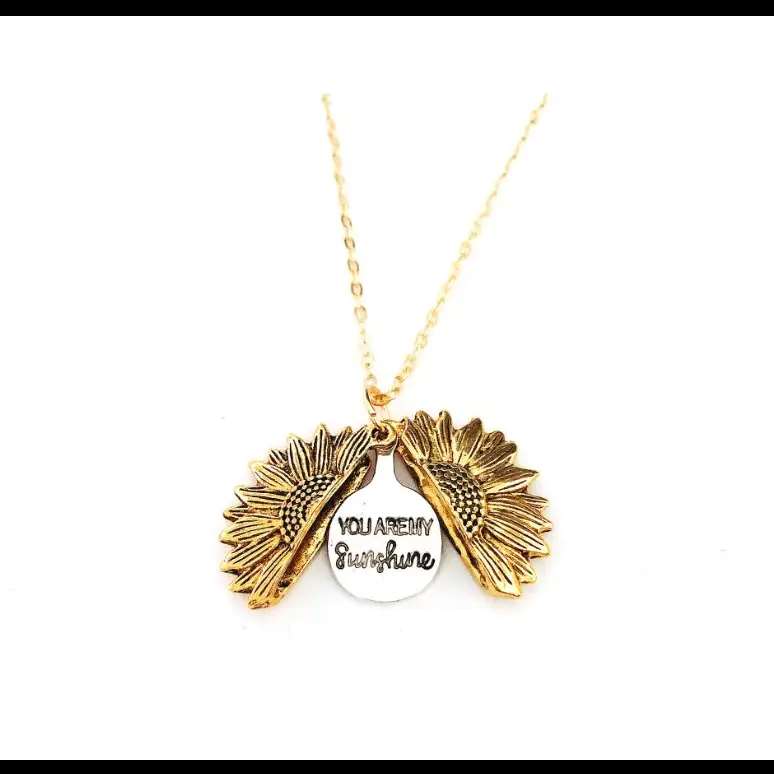 🌻 Sunflower Double Lettering Necklace ™ - Gold - women accessories