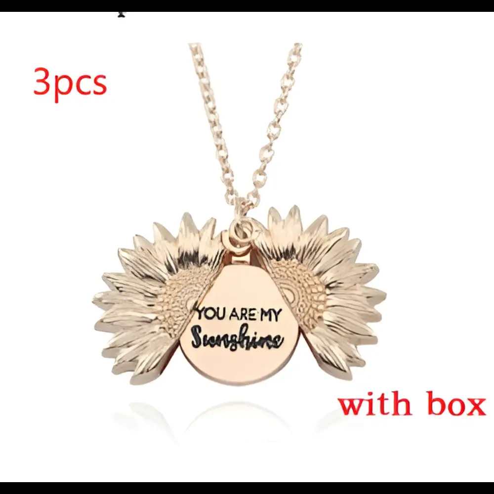 🌻 Sunflower Double Lettering Necklace ™ - Rose gold with box 3pcs - women accessories