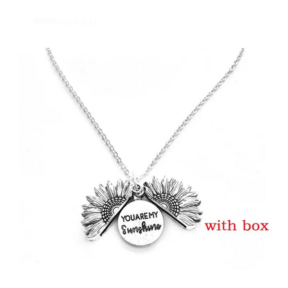 🌻 Sunflower Double Lettering Necklace ™ - Silver with box - women accessories