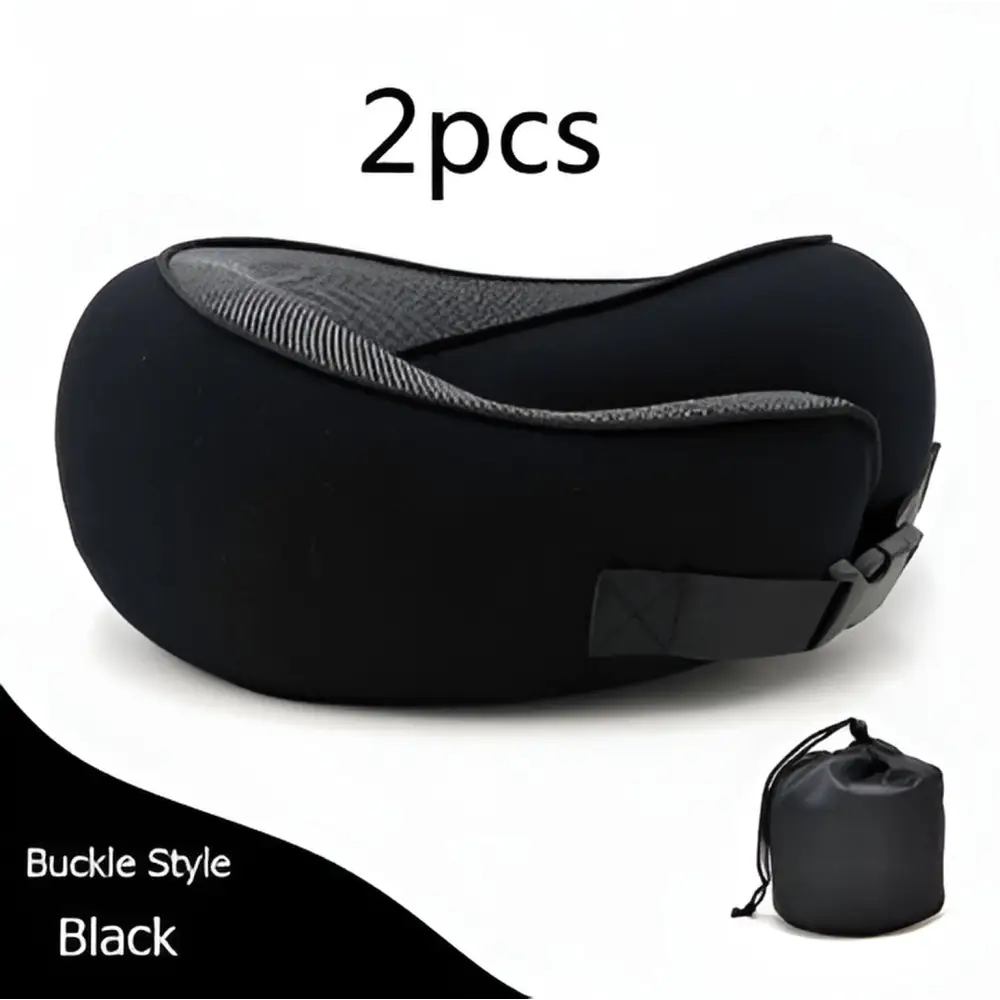 Ultimate Neck Cushion Travel Pillow ™ - Deep black card buckle2pcs - travel accessiories