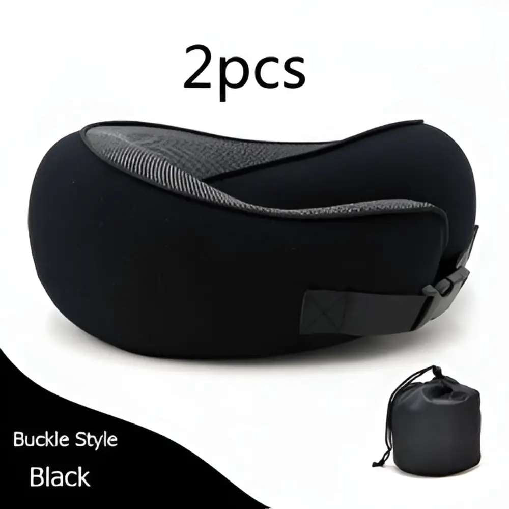 Ultimate Neck Cushion Travel Pillow ™ - Deep black card buckle2pcs - travel accessiories