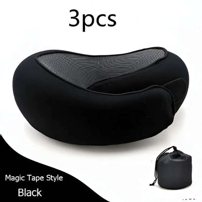 Ultimate Neck Cushion Travel Pillow ™ - Deep black Velcro3pcs - travel accessiories